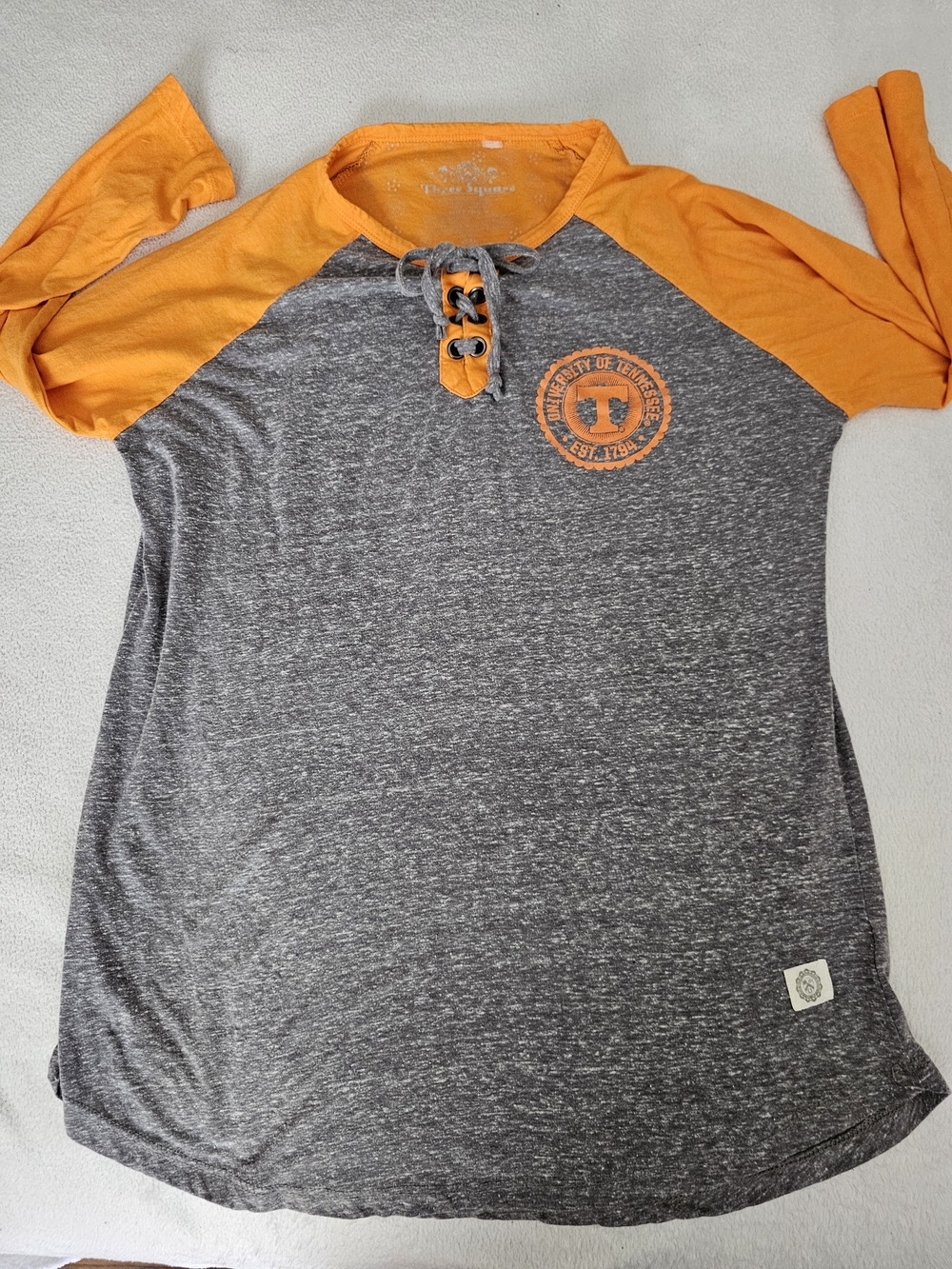 Three Square 2xl Ladies 3/4 Sleeve Tn Vols Tee Orange Gray Euc Comfy Football